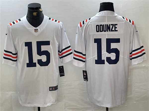 Mens Chicago Bears #15 Rome Odunze White 2024 Draft Vapor Stitched Football Jersey